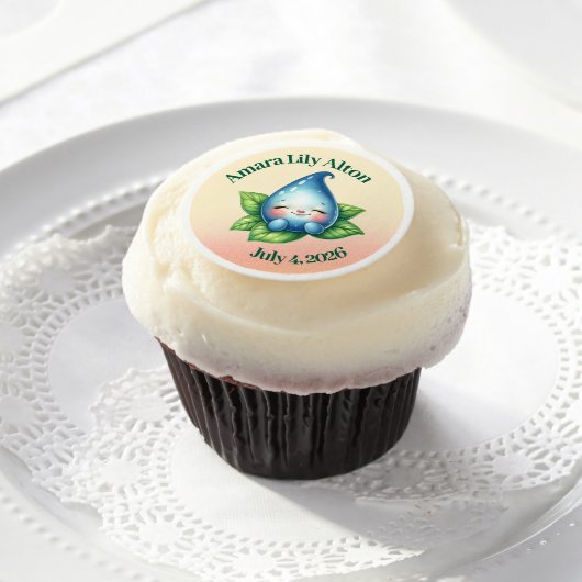 Cute Sleeping Baby Dewdrop Baby Shower Welcome Edible Frosting Rounds (Cupcake)