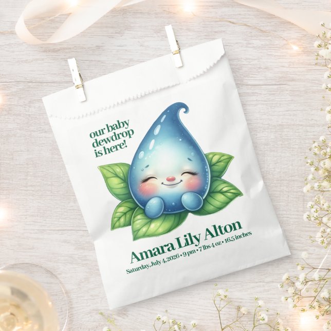 Cute Sleeping Baby Dewdrop Baby Shower Welcome Favor Bag (Clipped)