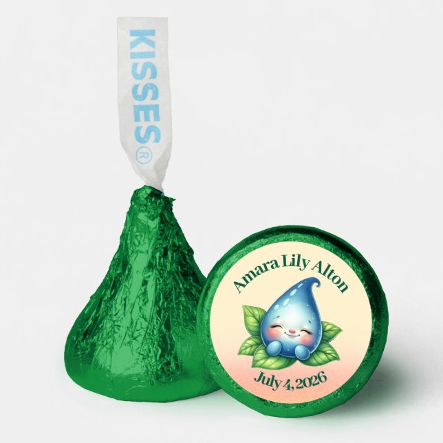 Cute Sleeping Baby Dewdrop Baby Shower Welcome Hershey®'s Kisses® (Front)