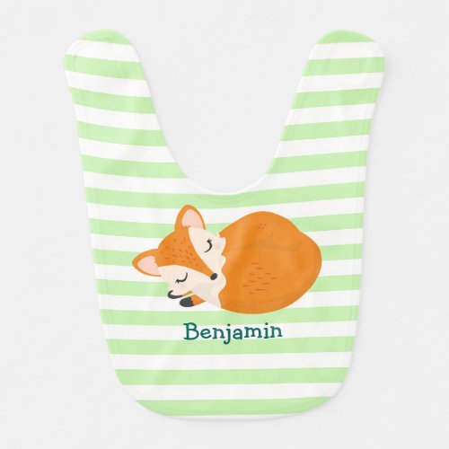 Cute Sleeping Baby Fox to Personalize Bib