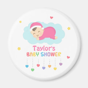 Cute Sleeping Baby Girl Shower Party Favors Magnet
