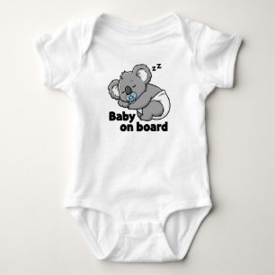 Cute Sleeping Baby Koala Bear   Baby on Board Car  Bodysuit