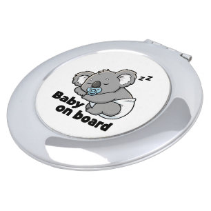 Cute Sleeping Baby Koala Bear   Baby on Board Car  Compact Mirror