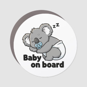Cute Sleeping Baby Koala Bear Baby on Board Car Magnet
