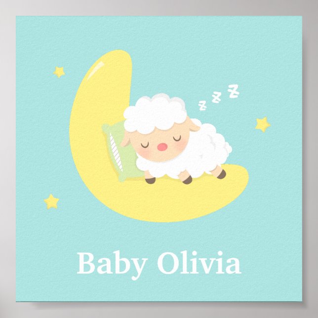 Cute Sleeping Baby Lamb Kids Nursery Room Decor (Front)