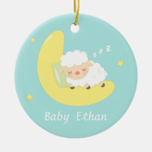 Cute Sleeping Baby Lamb Kids Nursery Room Decor Ceramic Ornament