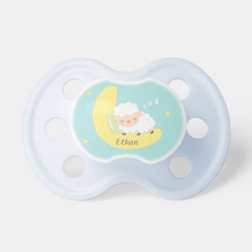 Cute Sleeping Baby Lamb on the Moon Pacifier