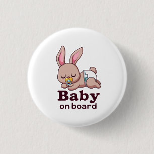 Cute Sleeping Baby Monkey "Baby on Board" Car  Button