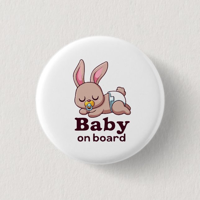 Cute Sleeping Baby Monkey "Baby on Board" Car  Button (Front)