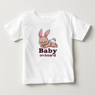 Cute Sleeping Baby Monkey "Baby on Board" Car  T-Shirt