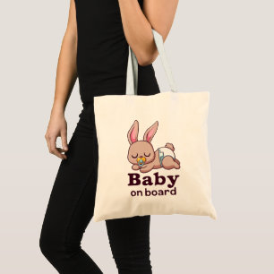 Cute Sleeping Baby Monkey "Baby on Board" Car Tote Bag