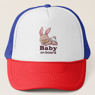 Cute Sleeping Baby Monkey "Baby on Board" Car  Trucker Hat