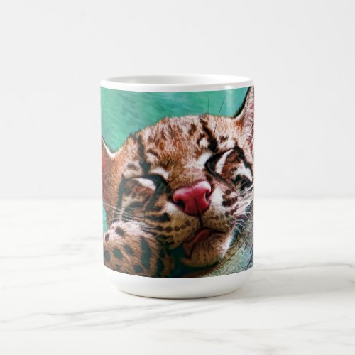 Cute Sleeping Baby Ocelot Kitten Coffee Mug