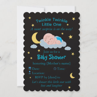 Cute Sleeping Baby on Cloud Baby Shower Card