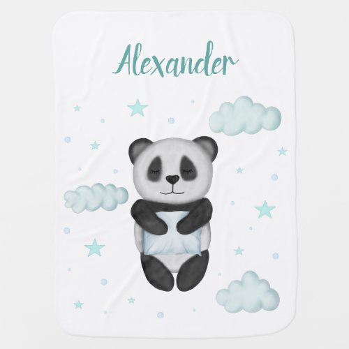 Cute sleeping baby panda personalize baby blanket