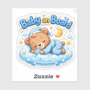Cute Sleeping Bear Baby on Board Sticker