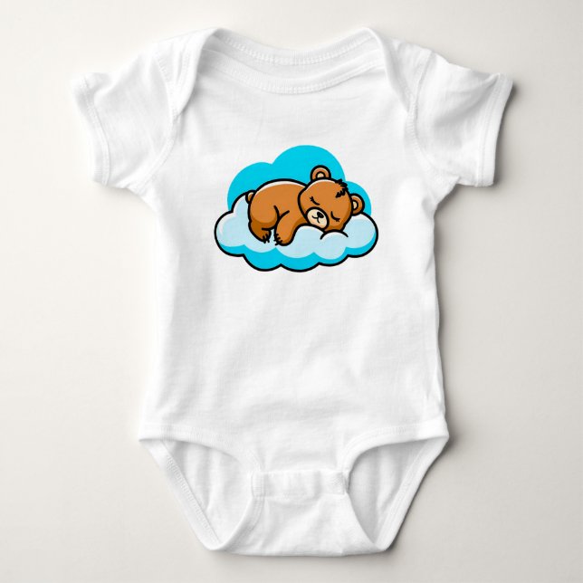 ☁️🐻 Cute Sleeping Bear Cloud Baby Gift ✨ Bodysuit (Front)