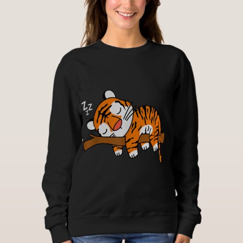 Cute Sleeping Bengal Tiger Design Big Cat Funny An Sweatshirt