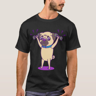 Cute sleeping black pug dog illustration T-Shirt