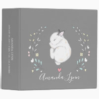 Cute Sleeping Bunny Baby Photo Album 3 Ring Binder