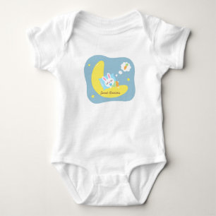 Cute Sleeping Bunny on Moon For Baby Boy Bodysuit
