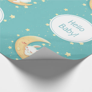 Cute Sleeping Bunny On The Moon Wrapping Paper