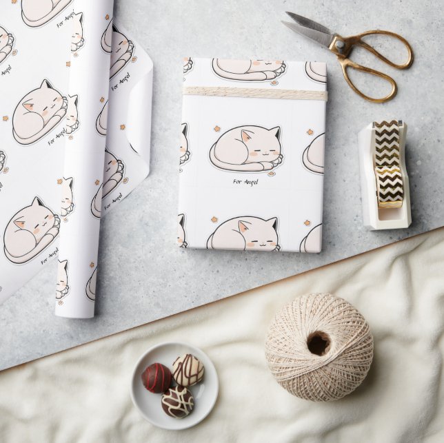 Cute Sleeping Cat - Children's Gift Wrapping Paper (Crafts)