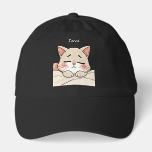 Cute Sleeping Cat I Need a Nap Kawaii Artwork Hat