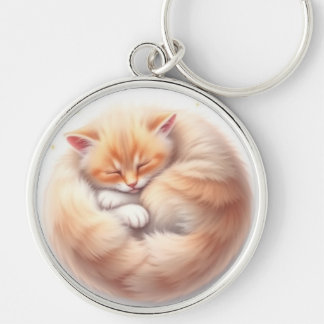 cute sleeping cat keychain