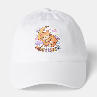 Cute Sleeping Cat on Moon Sticker Design Hat