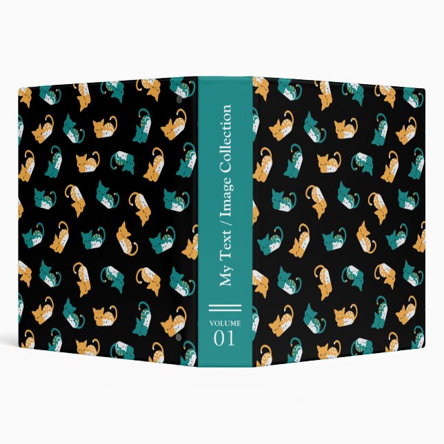 Cute sleeping cat pattern III 3 Ring Binder (Background)