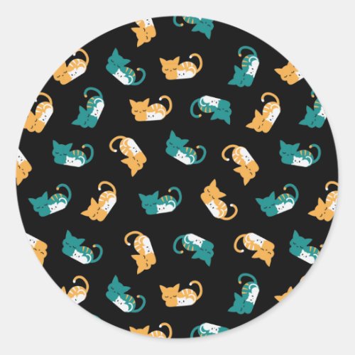 Cute sleeping cat pattern III Classic Round Sticker