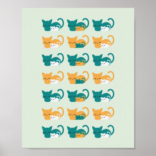 Cute sleeping cat pattern III Poster