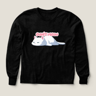 Cute Sleeping Cat Pink Bubble Lettering Tri-Blend Shirts