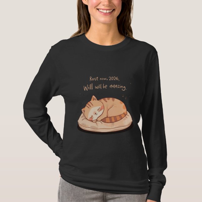 Cute Sleeping Cat Shirt – Relaxing New Year Gift  (Front)