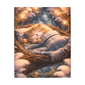 Cute Sleeping Cat Wall Art Cozy Nursery Decor