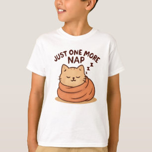 Cute Sleeping Cat Wrapped in Blanket Art T-Shirt