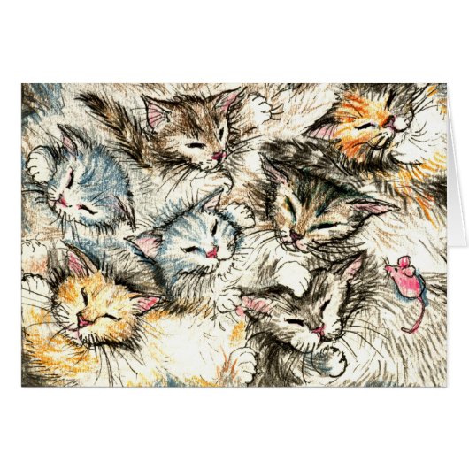 Cute sleeping cats and kittens cards (Front Horizontal)