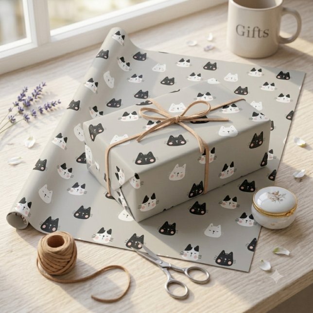Cute Sleeping Cats Seamless Pattern Wrapping Paper (Creator Uploaded)