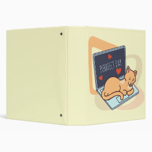 Cute sleeping computer cat 3 ring binder
