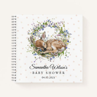 Cute Sleeping Doe Baby Shower Guest Book