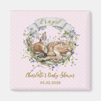 Cute Sleeping Doe Baby Shower Magnet