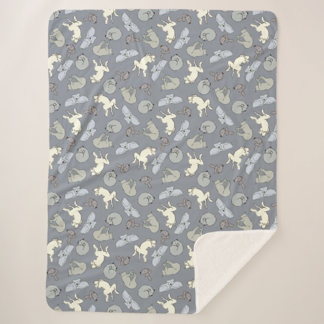 Cute Sleeping Dogs Print on Sherpa Blanket (Front)