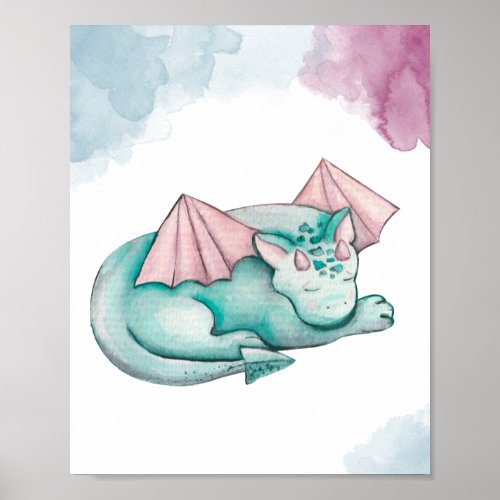 Cute Sleeping Dragon Display Poster