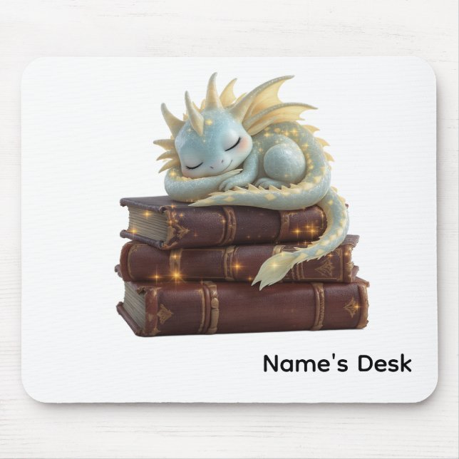 Cute Sleeping Dragon Personalized Mousepad (Front)