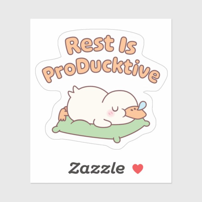 Cute Sleeping Duck Rest Is Producktive Funny Sticker (Sheet)