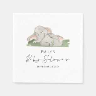 Cute Sleeping Elephant Baby Shower Napkins