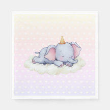 Cute Sleeping Elephant Baby Shower Paper Napkins