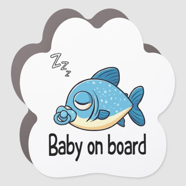 Cute Sleeping Fish with Pacifier | Baby on Board  Car Magnet (Front)