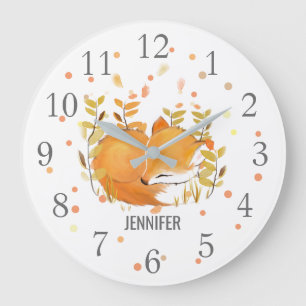 Cute Sleeping Fox Nursery Decor Wall Clock